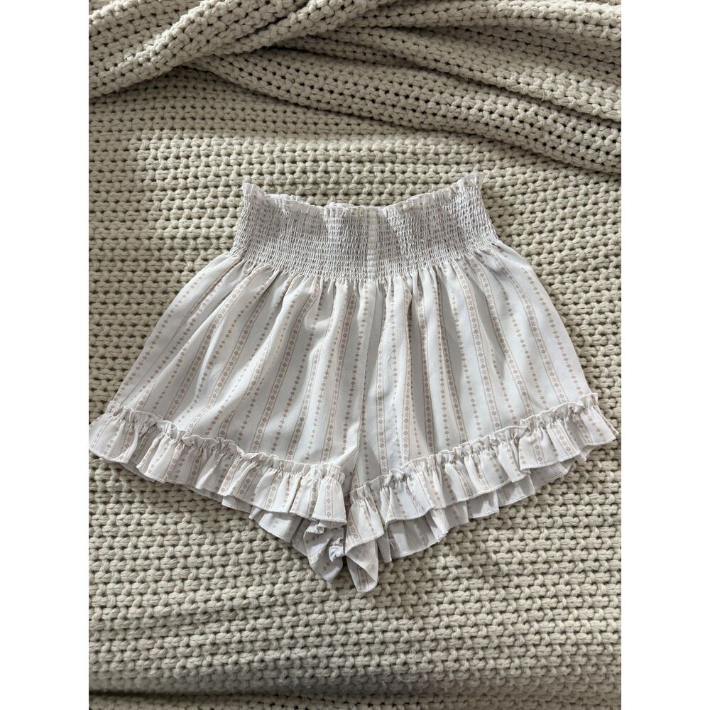 White Pink Flowy Summer Short Medium
